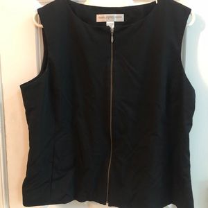 Women’s black zippered top.